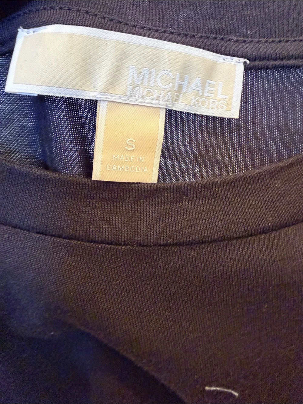 Michael Kors Black Puff-Sleeve Tee with Faux-Leather Sleeves